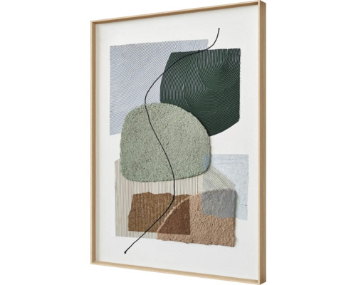 Abstracte wanddecoratie met houten lijst