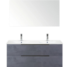Wastafelmeubel met twee laden, opzetwastafel en spiegel