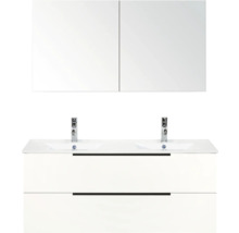 Dubbele wastafel met onderkast en spiegelkast voor de badkamer