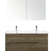 Wastafelmeubel met twee wastafels, lades en spiegelkast