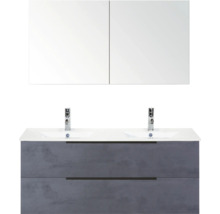 Wastafelmeubel met twee wastafels, onderkast en spiegelkast