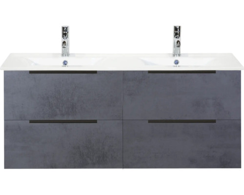 Wastafelonderkast met twee wastafels en vier lades