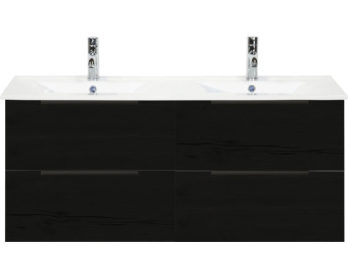 Wastafelonderkast met twee wastafels en vier laden