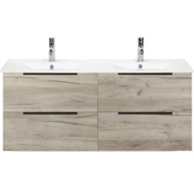Wastafelonderkast met vier laden en twee wastafels
