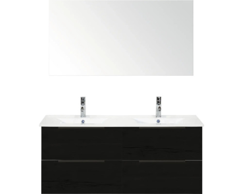 Wastafelcombinatie met spiegel en twee wastafels