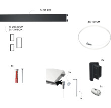Set met fotolijstophanging, inclusief 95 cm rail, 150 cm kabels, fotolijsten en accessoires