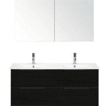 Wastafelonderkast met dubbele wastafel en spiegelkast