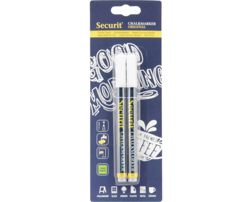 Krijtstiften ronde punt 1-2 mm wit 2 st. Securit krijtstift origineel, 2 stuks