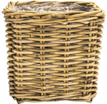 Ronde plantenmand van rotan met folie