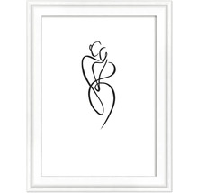 Ingelijste wanddecoratie met een abstracte tekening van twee mensen