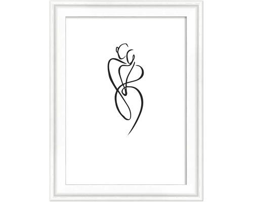 Ingelijste wanddecoratie met een abstracte tekening van twee mensen