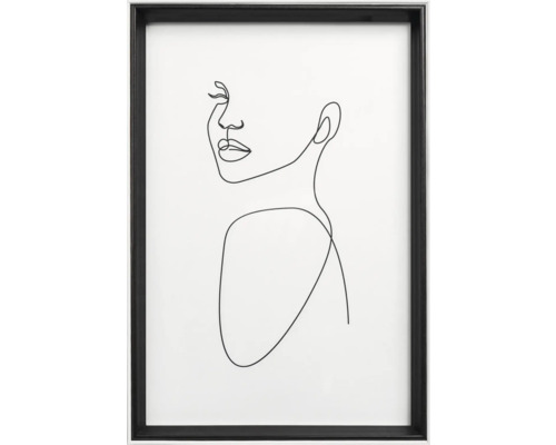Ingelijste afbeelding met een lijntekening van een vrouwengezicht