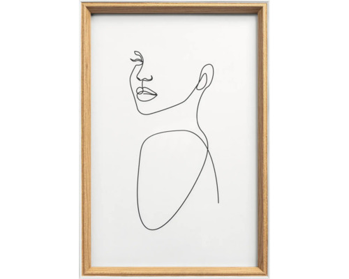 Ingelijste afbeelding met vrouwengezicht in minimalistische stijl