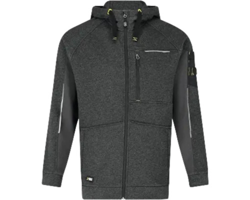 Grijze fleece jack met gebreid uiterlijk, capuchon en ritssluiting