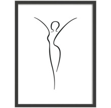 Ingelijste kunstwerk met gestileerde vrouwelijke afbeelding