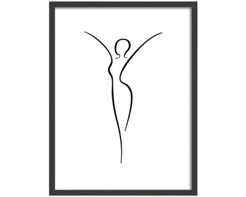 Ingelijste kunstwerk met gestileerde vrouwelijke afbeelding