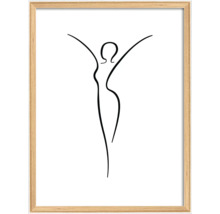 Ingelijste afbeelding met abstracte vrouwfiguur als lijntekening