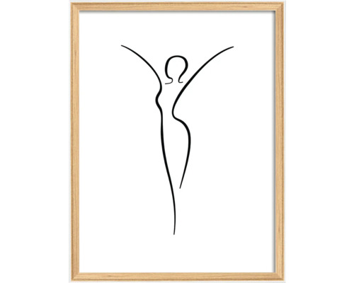 Ingelijste afbeelding met abstracte vrouwfiguur als lijntekening