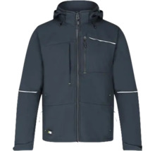 Blauw werkjack met capuchon en ritssluiting