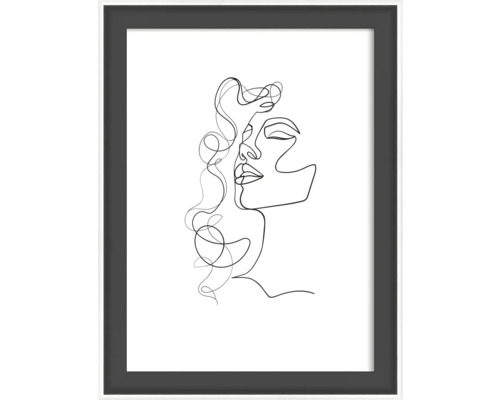 Ingelijste poster met een lijntekening van een vrouw