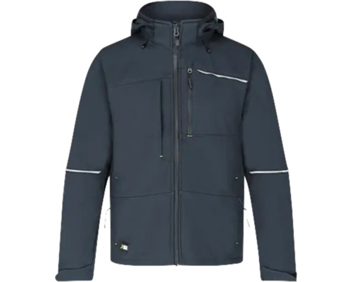 Blauwe werkjas met capuchon en ritssluiting