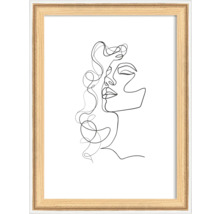 Ingelijste kunstdrukposter met lijntekening van een vrouwengezicht