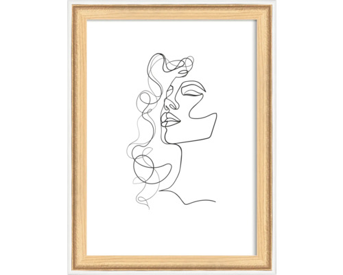 Ingelijste kunstdrukposter met lijntekening van een vrouwengezicht