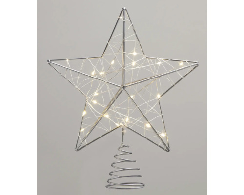Stervormige kerstboompiek van metaal met verlichting