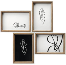 Vierdelige wanddecoratieset met lijsten en verschillende motieven