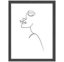 Ingelijste wanddecoratie met lijntekening van een vrouwengezicht