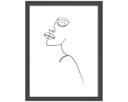 Ingelijste wanddecoratie met lijntekening van een vrouwengezicht