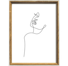Ingelijste poster met lijntekening van een vrouwenportret