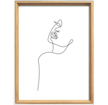 Ingelijste afbeelding met een vrouwengezicht als lijntekening