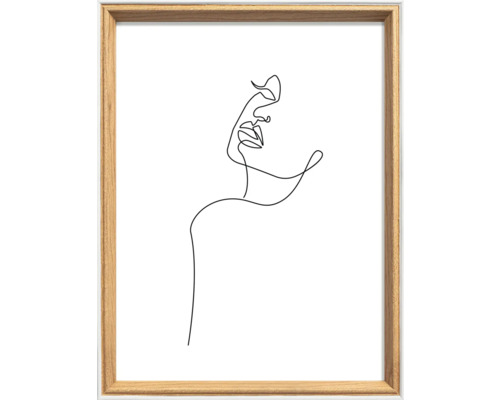 Ingelijste afbeelding met een vrouwengezicht als lijntekening