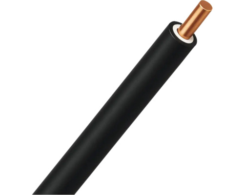 Elektriciteitskabel met koperen geleider en zwarte isolatie
