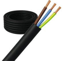 Elektriciteitskabel met drie draden en zwarte mantel