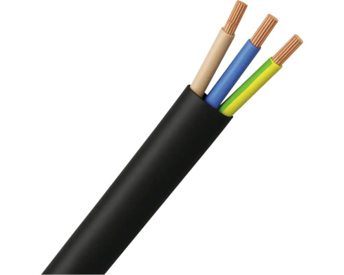 Neopreenkabel 3x1,0 mm² zwart 10 m Zwarte elektriciteitskabel met drie draden