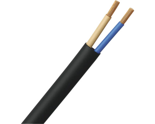 Neopreenkabel 2x2,5 mm² zwart (per meter) Elektriciteitskabel met twee draden en zwarte mantel