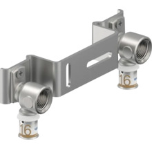 Dubbele wandplaat met haakse schroefverbinding en 16 millimeter aansluiting