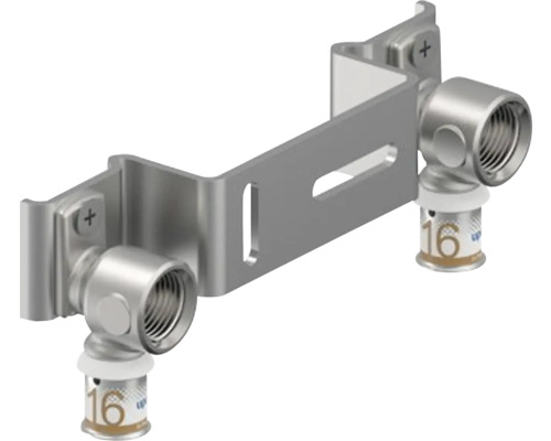 Dubbele wandplaat met haakse schroefverbinding en 16 millimeter aansluiting