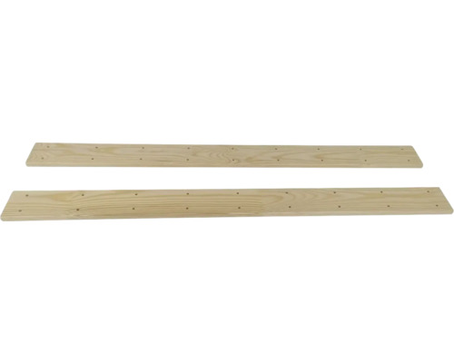 Twee houten planken met boorgaten