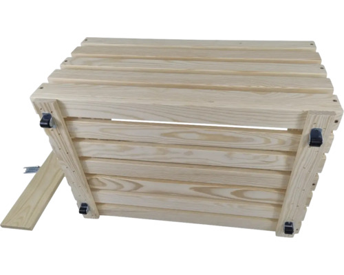 Houten plantenbank met wielen