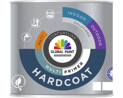 GLOBAL PAINT Hardcoat primer mat wit 0,5 l Verfemmer met Global Paint Professional Hardcoat Multi Primer voor binnen en buiten