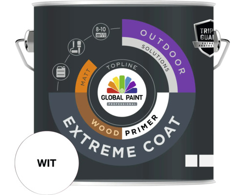 GLOBAL PAINT Extreme coat primer mat wit 2,5 l Verfemmer met houtprimer voor buiten van Global Paint