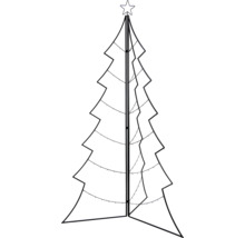 Contour van een gestileerde kerstboom met ster en geïntegreerde verlichting