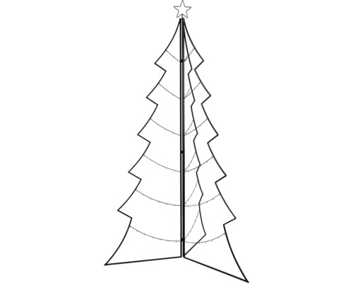 Contour van een gestileerde kerstboom met ster en geïntegreerde verlichting