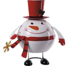 Decoratieve sneeuwpop met hoge hoed en sjaal als kerstdecoratie