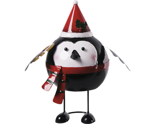 Decoratief vogelbeeldje met kerstmuts en sjaal
