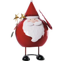 Kerstmanfiguur van metaal met sterren en kerstmuts als kerstdecoratie