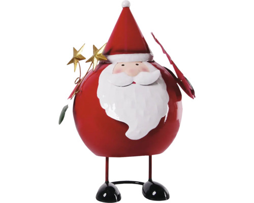 Kerstmanfiguur van metaal met sterren en kerstmuts als kerstdecoratie